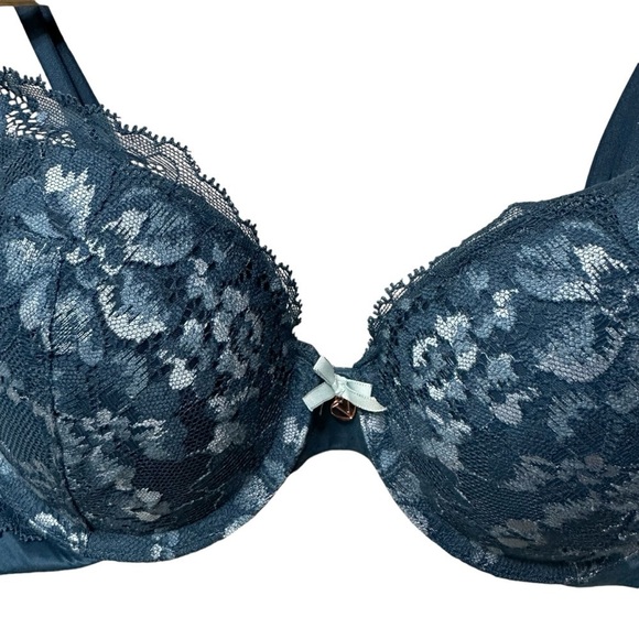 Victoria's Secret Body By Victoria Teal Blue Lace Push Up Bra, 34B - Picture 2 of 7